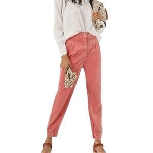 Anthropologie Women Kalea Trouser Rose Pleated High Rise Jogger Pants - Small